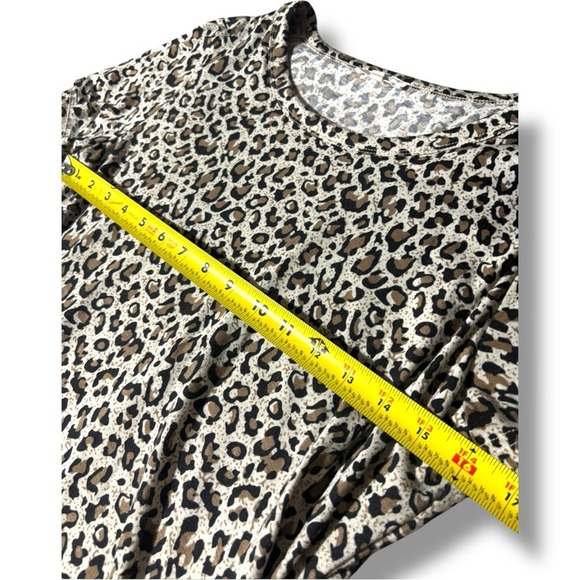 LA MIEL Brown/Black/White Leopard Print Bodycon Side Rouching T-Shirt Mini Dress - Picture 8 of 16